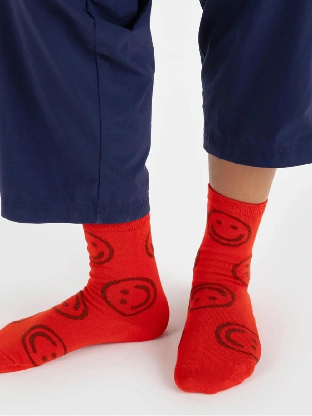 BAGGU Red Smiley Face Socks New with Tags